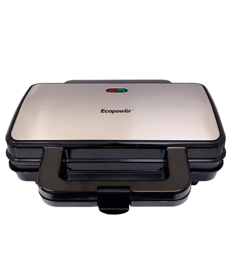 Sandwichera Ecopower EP-3612 900W/220V/2 Panes - Negro