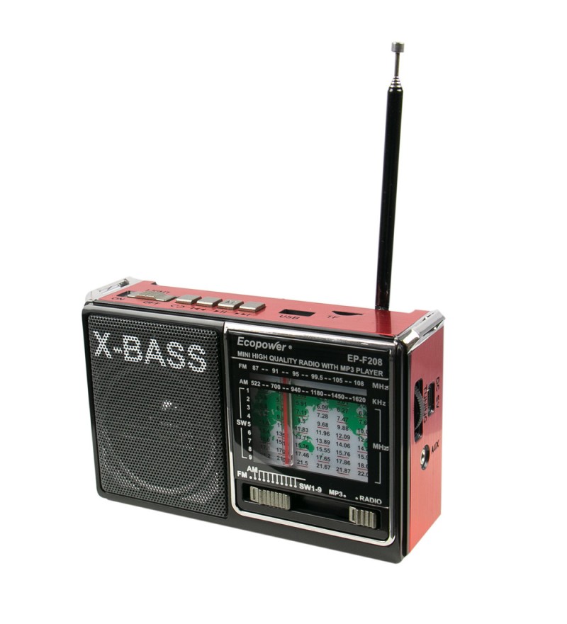 Radio Ecopower EP F208 USB/SD/FM/AM-Rojo 