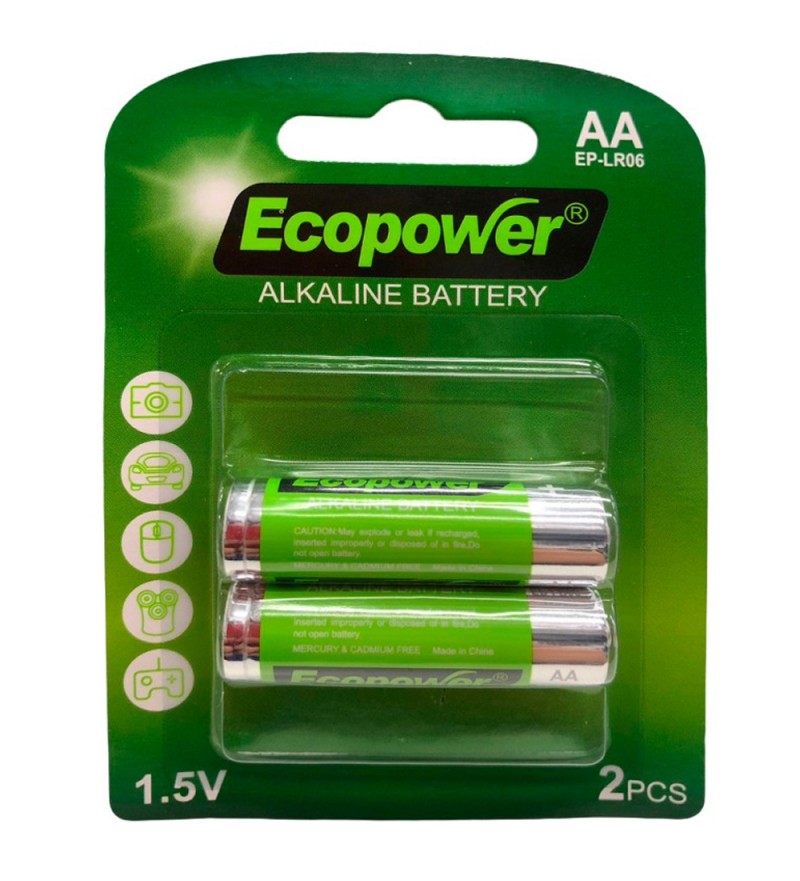 Pila Alkalina Ecopower EP-LR06 AA 1.5V/2 Piezas