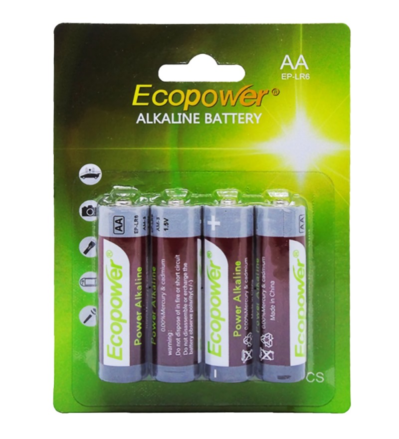 Pila Alkalina Ecopower EP-LR06 AA 1.5V/4 Piezas 