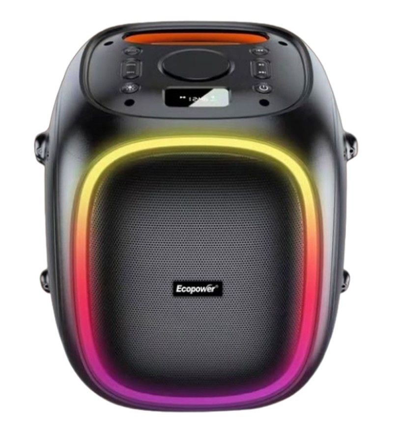 Speaker Ecopower EP-1972 6.5" 60W/Bluetooth/USB/Aux/FM/Recargable/Micrófono - Negro