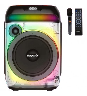 Speaker Ecopower EP-1967 8'' 40W/Bluetooth/USB/AUX/FM/Micrófono