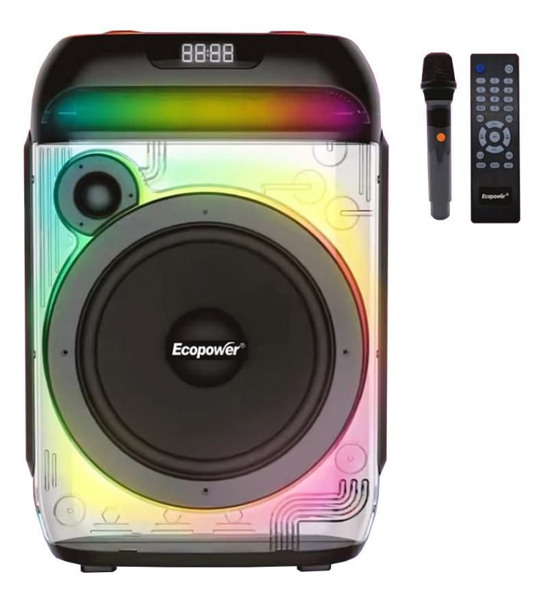 Speaker Ecopower EP-1967 8'' 40W/Bluetooth/USB/AUX/FM/Micrófono