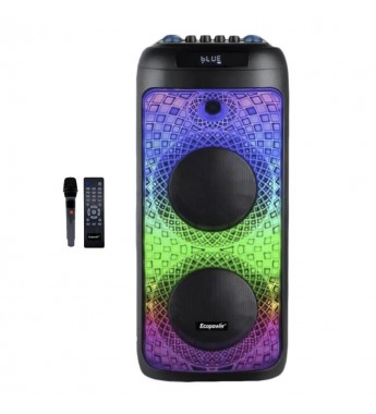 Speaker Ecopower EP-1970 8" 60W/Bt/Usb/Aux/Fm/Mic/Recargable- Negro