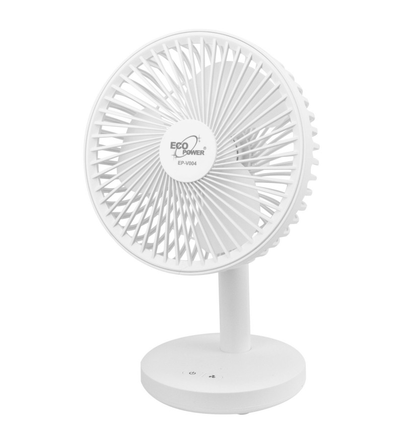 Ventilador de Mesa Ecopower EP-V004 6" 3Vel/3Pas/Recargable/Bivolt - Blanco