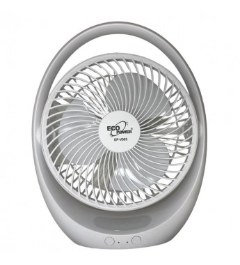 Ventilador de Mesa Ecopower EP-V003 7" 3Vel/3Pas/Recargable/Bivolt - Blanco