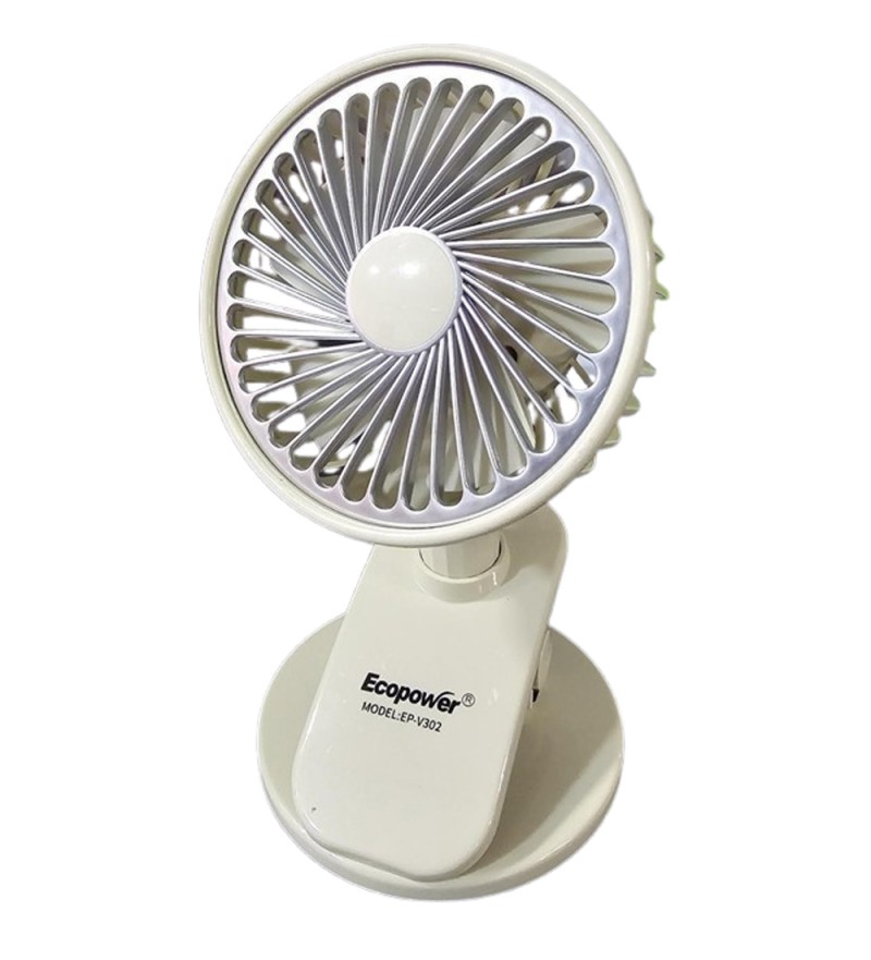 Ventilador Portatil Ecopower EP-V1302 1.5W/3.7V/5V/RECAR- Crema 