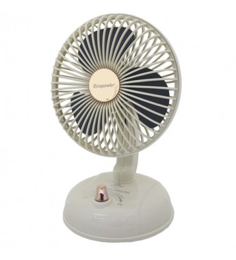Ventilador Ecopower EP-V103 6'' 3VEL/3PAS/RECARG/5V- Blanco (Caja Fea)