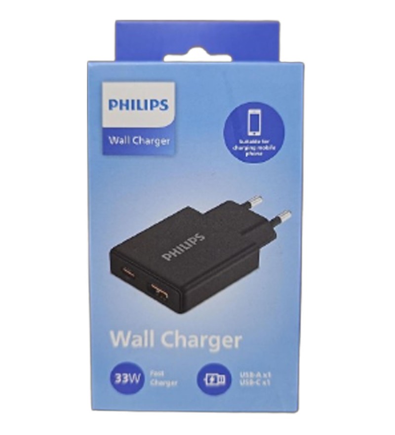 Cargador Philips DLP4322CB/70 USB-C/A 33W - Black (Sin Cable)