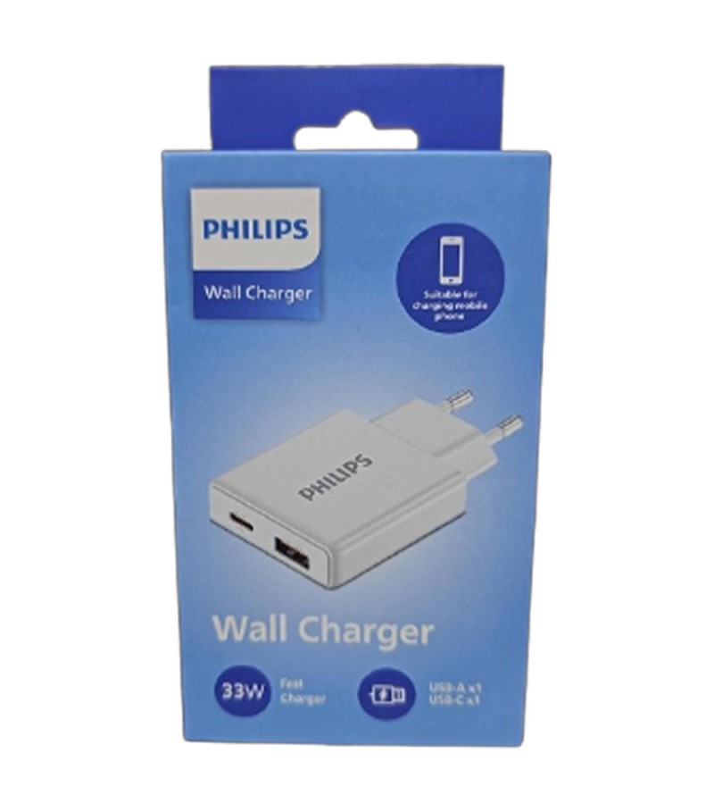 Cargador Philips DLP4322CW/70 USB-C/A 33W - White (Sin Cable)