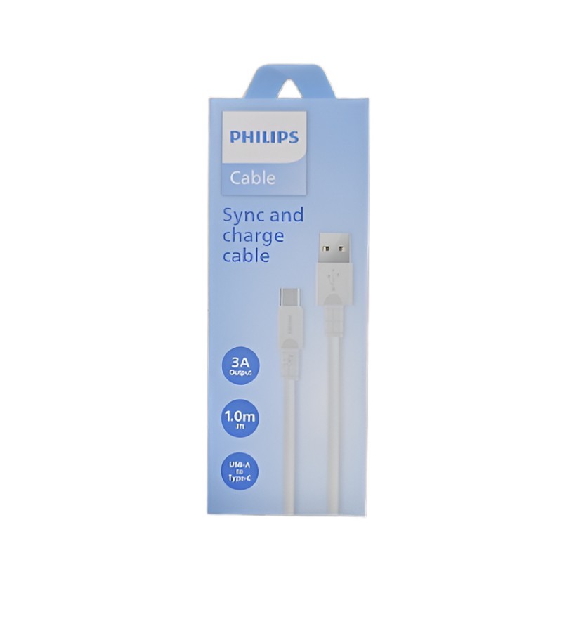  Cable Philips DLC3001AW/70 USB a USB-C 1 Metro - White