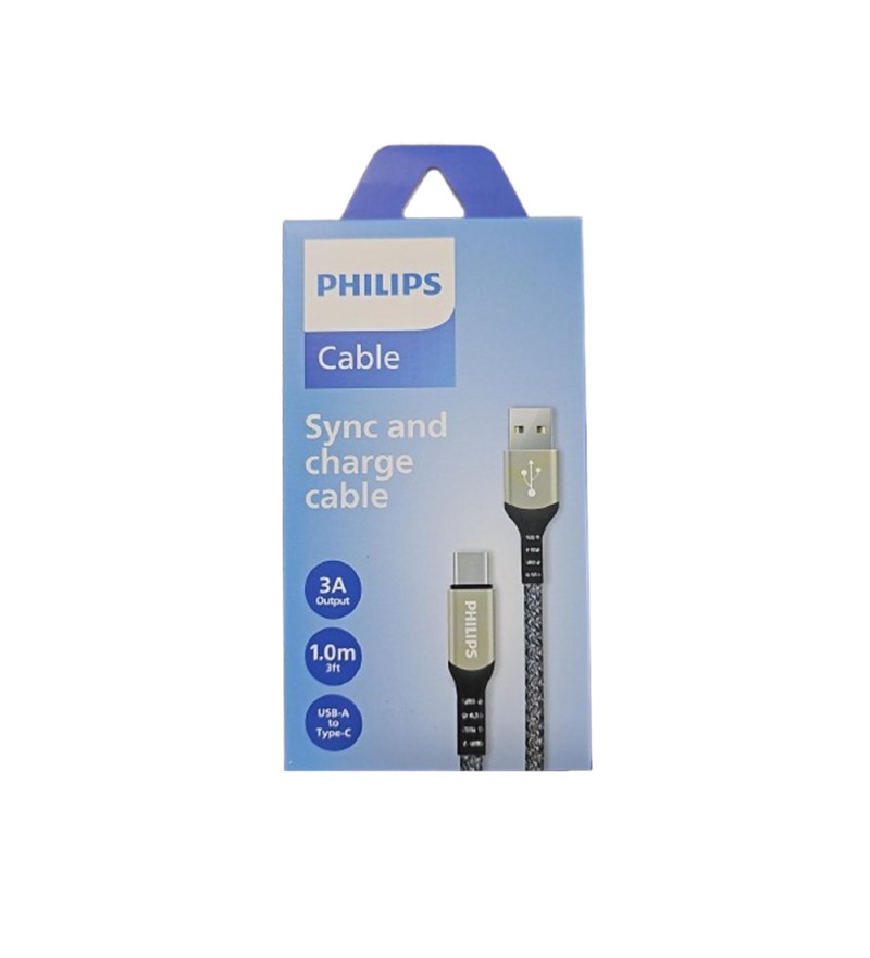 Cable Philips DLC5001AG/70 USB a USBC 1 Metro - Black/Silver