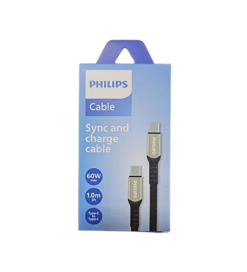 Cable Philips DLC5001CB/70 USBC a USBC 1 Metro - Black/Silver