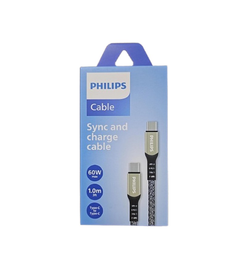 Cable Philips DLC5001CG/70 USBC a USBC 1 Metro - Black/Silver