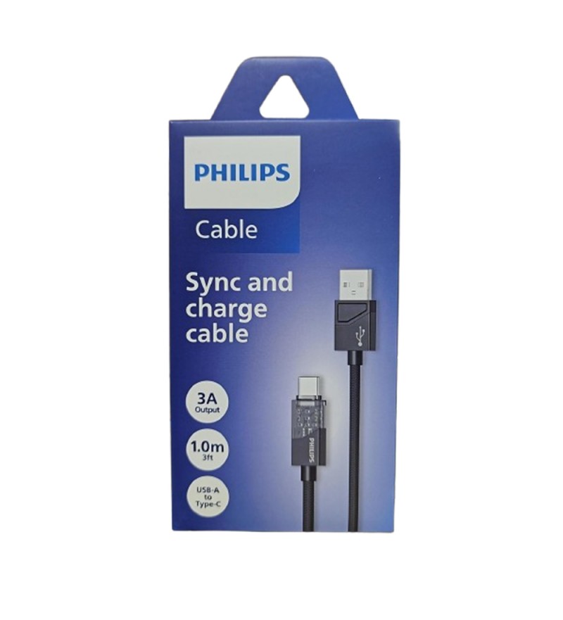 Cable Philips DLC5031AB/70 USB a USBC 1 Metro - Black