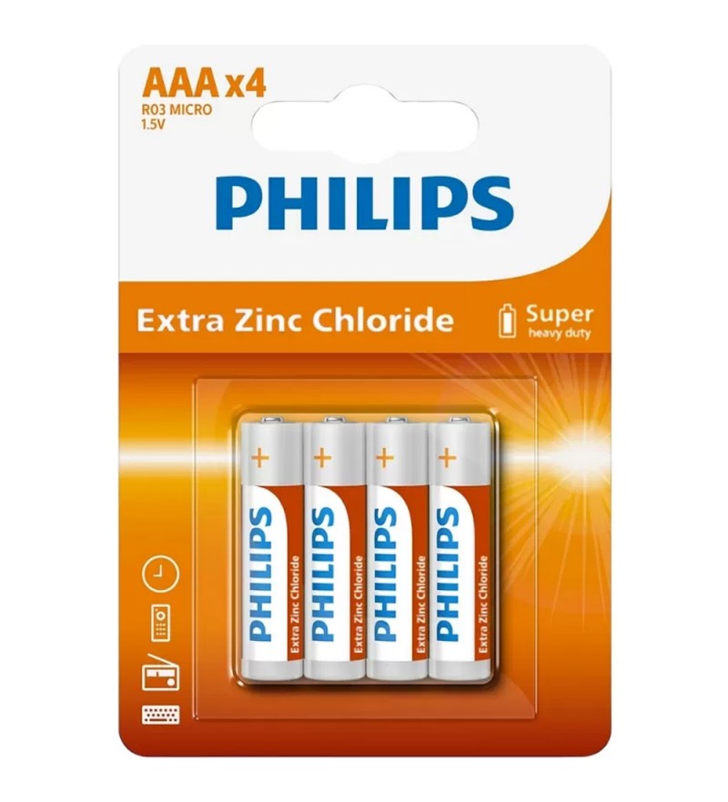 Pila Philips R03L4B/70 AAA 450mAh - Orange (4 Unidades)