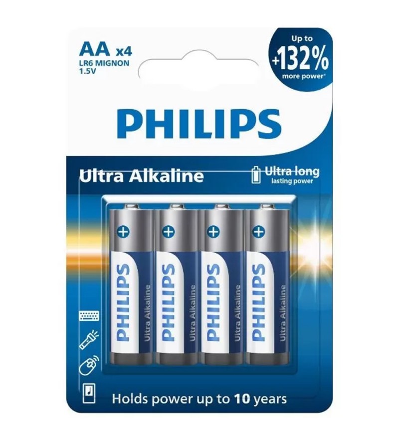 Pila Philips LR6E4B/70 Ultra Alkaline AA 2500mAh - Blue (4 Unidades)