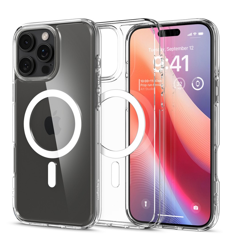 Funda para iPhone 16 Pro Max Spigen Crystal Hybryd MagFit - White