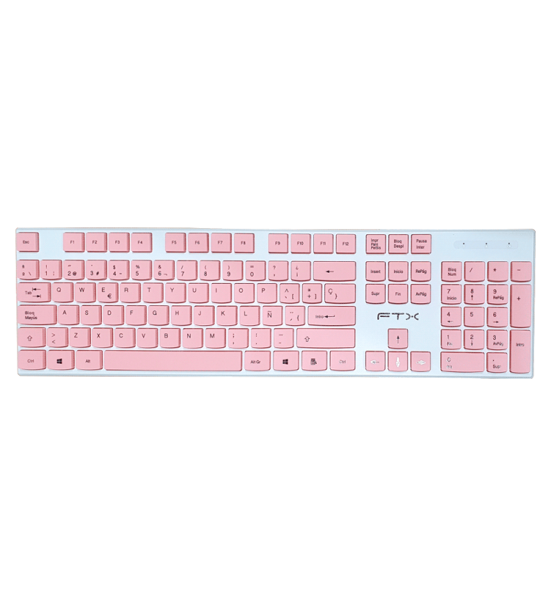 Teclado Wireless FTX FTXGK600 Bluetooth (Español) + Mouse - Blanco/Rosa