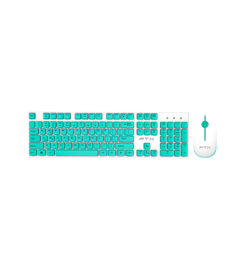 Teclado Wireless FTX FTXGK600 Bluetooth (Español) + Mouse - Blanco/Verde