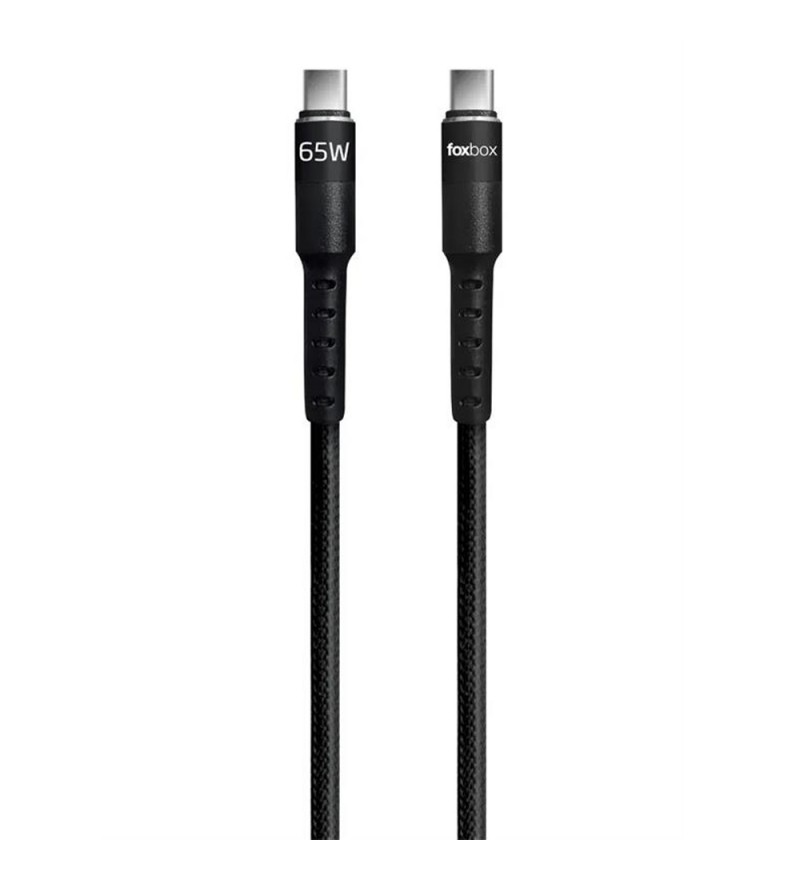 Cable Foxbox USB-C a USB-C 65W/3.25A/1.25M - Negro 