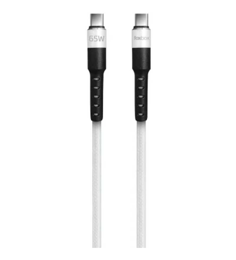 Cable Foxbox Round Pro USB-C a USB-C 65W/1.25m/3.25A - Blanco