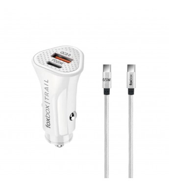  Cargador Foxbox Trail Energy PD20W para Auto USB-A/USB-C - Blanco 