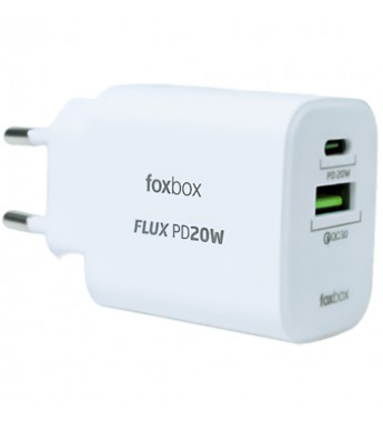 Cargador Foxbox Flux PD 20W/USB/USB-C- Blanco
