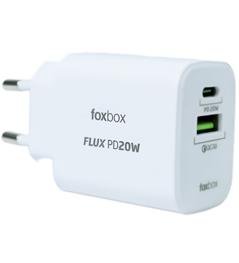 Cargador Foxbox Flux PD 20W/USB/USB-C- Blanco