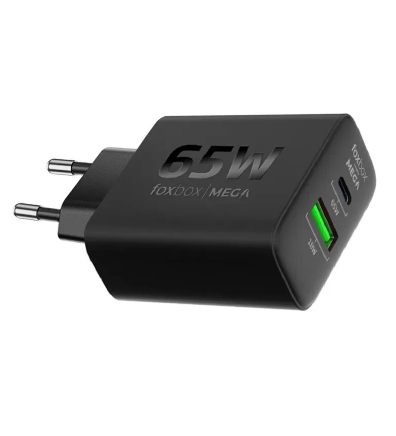 Cargador Fox Box Mega PD65W Corriente Adaptable - Negro