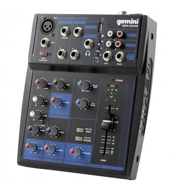 Mezclador de Audio Gemini GEM-05USB 5 Channel Bluetooth/USB