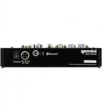 Mezclador de Audio Gemini GEM-05USB Bluetooth/8 Ch/USB/3 Bandas - Negro