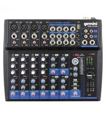 Mezclador de Audio Gemini GEM-12USB Bluetooth/12 Ch/USB - Negro