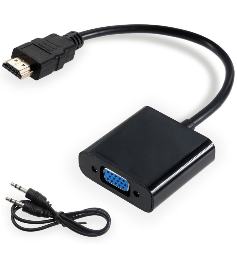 Adaptador Genérico HDMI Macho A VGA Hembra C/Audio - Negro