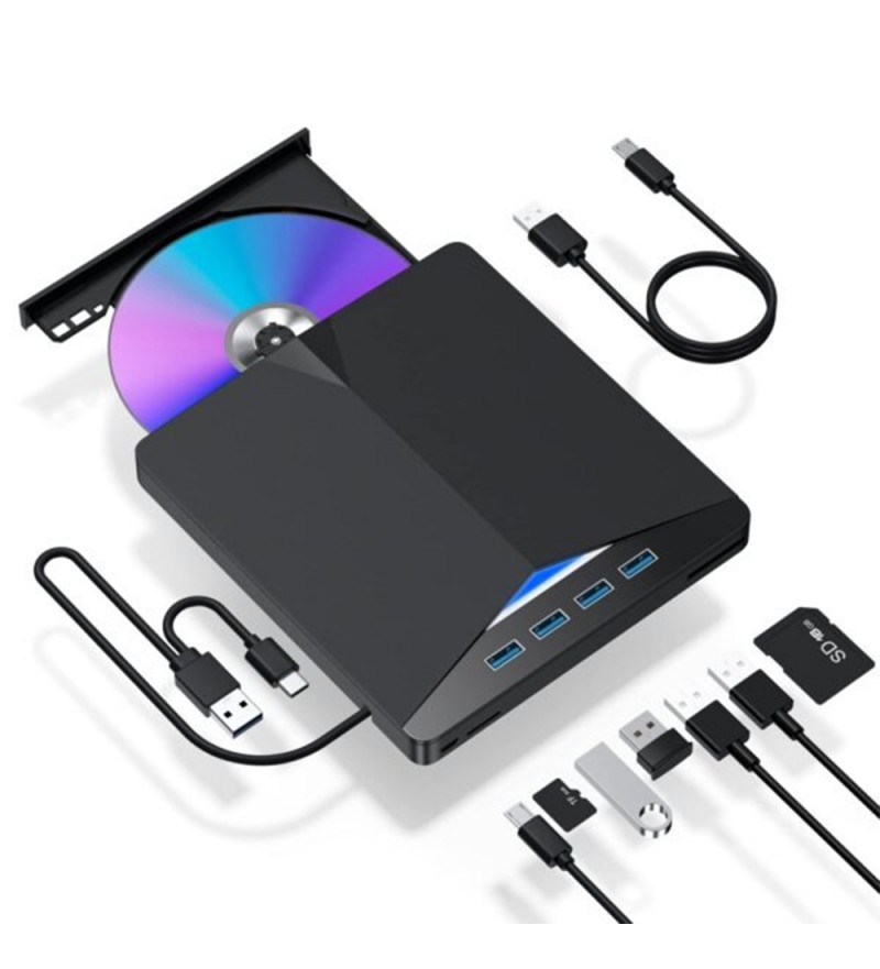 Grabador DVD-RM Externo XD013 7en1 Multi-Function - Black 
