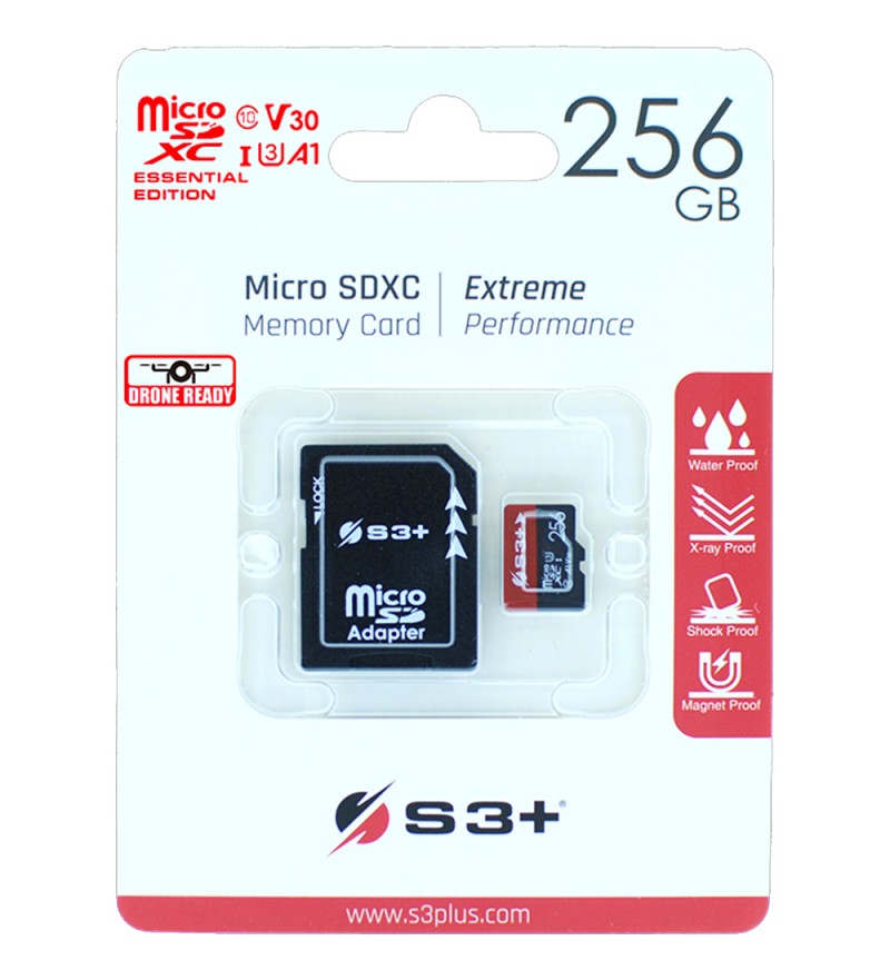 Memoria Micro SD S3+ S3SDC10V30P/256 U3 V30 256GB 