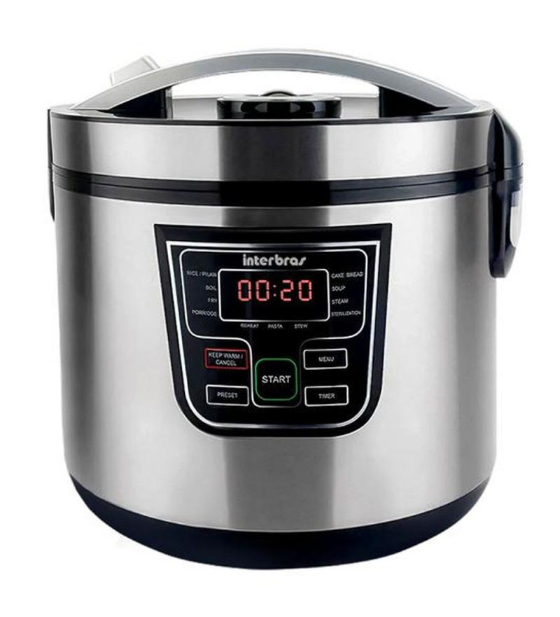 Olla Arrocera Eléctrica Interbras A10 5L 900W - Plata/Negro