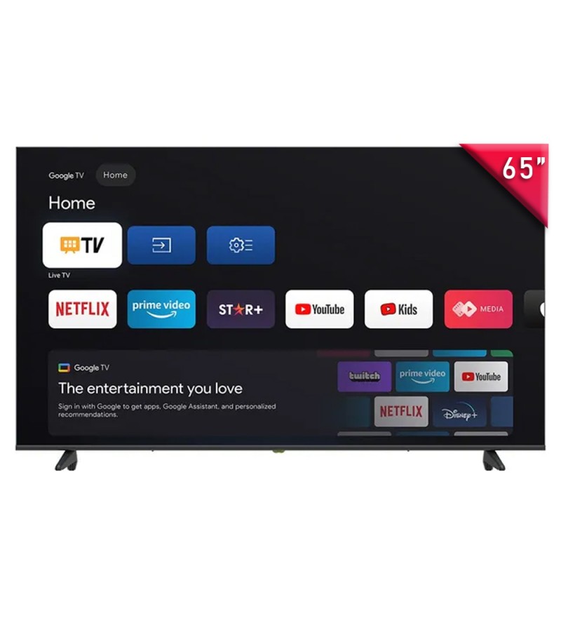 Smart TV LED de 65" Joog 65JGTV 4K UHD con ISDBT/Wi-Fi/Google TV - Black