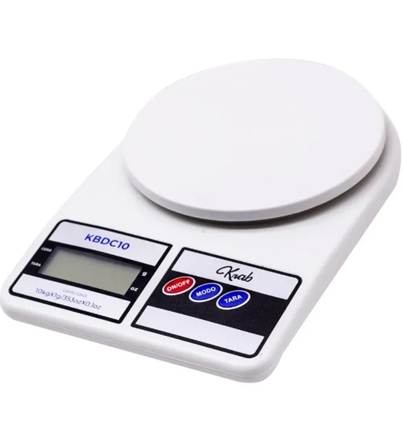  Balanza Digital para Cocina Krab KBDC10 hasta 10Kg - Blanco 