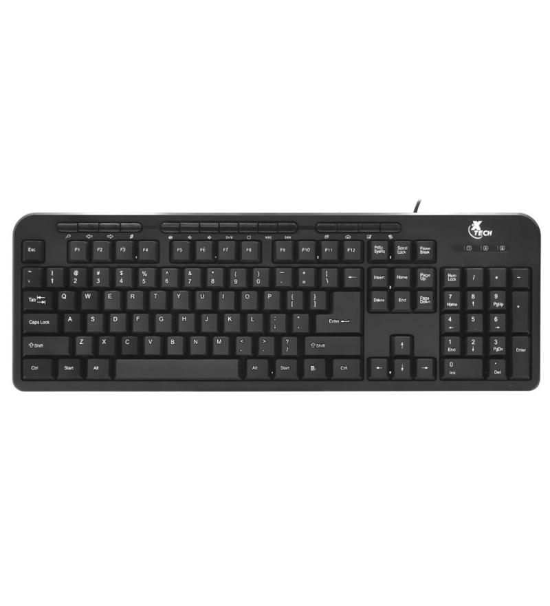 Teclado Xtech XTK-130E Multimedia (Inglés) - Negro 