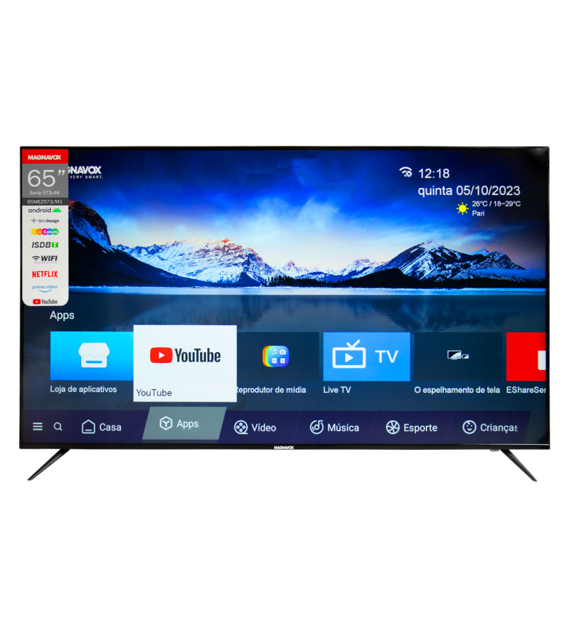 Smart TV de 65" Magnavox 65MEZ573/M1 4k HDMI/USB/Android - Negro