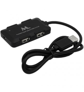 Hub USB Mtek HB-8102 con 4 puertos USB 2.0 - Negro