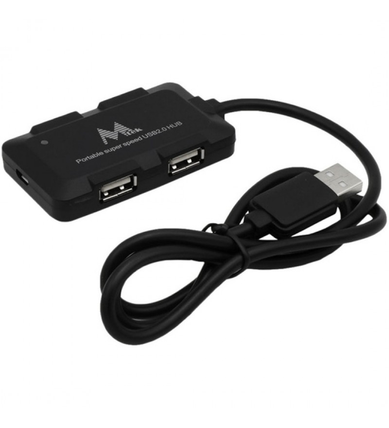 Hub USB Mtek HB-8102 con 4 puertos USB 2.0 - Negro