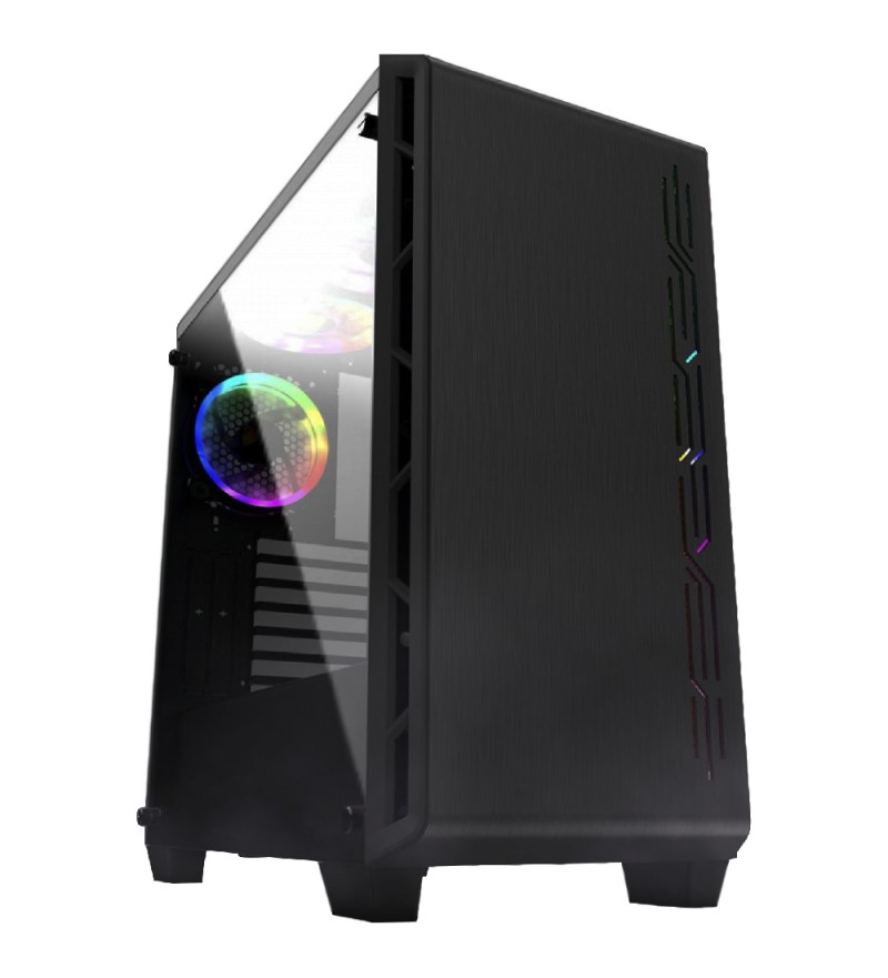 Gabinete Gamer Mtek MK220 Mid Tower/2 Fan RGB - Negro