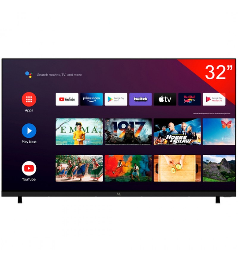 Smart TV LED de 32" MTEK MK32FSAH HD con Bluetooth/Wi-Fi/Android/Bivolt - Negro