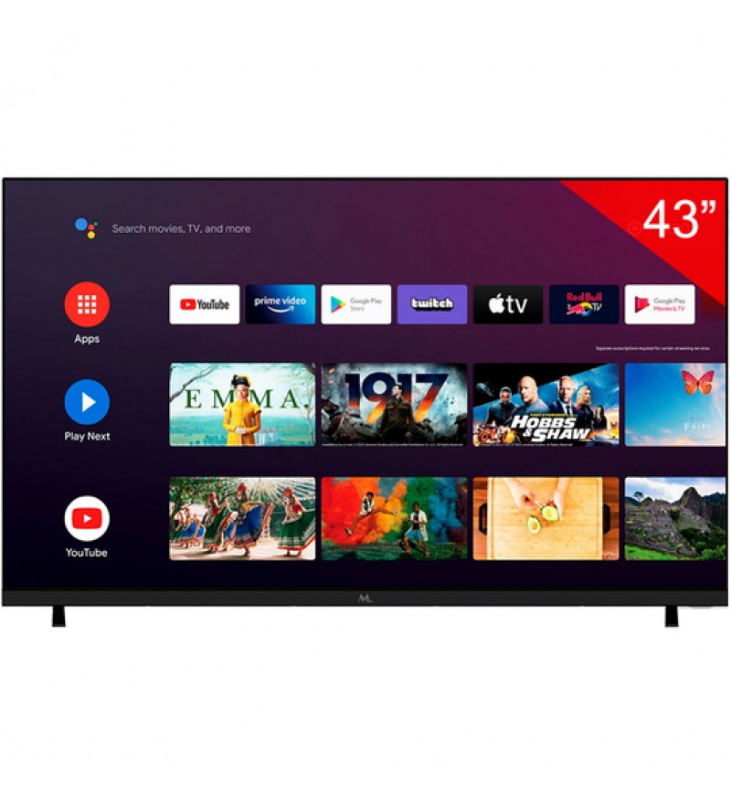 Smart TV LED de 43" MTEK MK43FSAF FHD con Bluetooth/Wi-Fi/Android/Bivolt - Negro