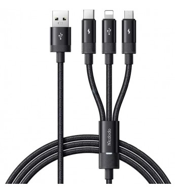 Cable McDodo CA-579 USB 3 en 1 USB-A a Lightning + UBS-C + Micro / 1.2m - Black