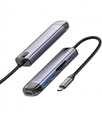 Hub Mcdodo HU-774 6en1 USB-C/100W - Grey