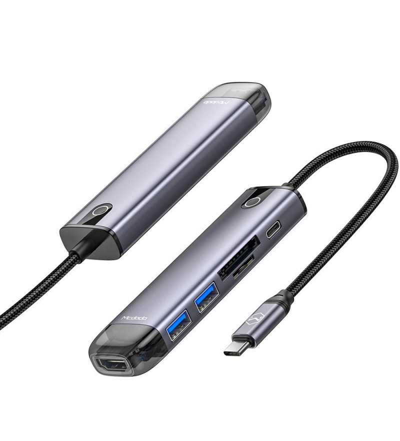 Hub Mcdodo HU-774 6en1 USB-C/100W - Grey