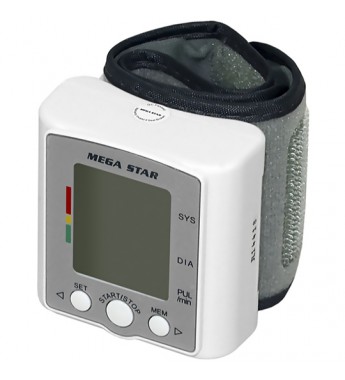 Tensiómetro y Pulsómetro Digital de Pulso Megastar HT520 con Pantalla LCD - Blanco/Gris